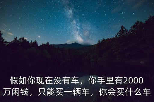 假如你現(xiàn)在沒有車，你手里有2000萬閑錢，只能買一輛車，你會買什么車