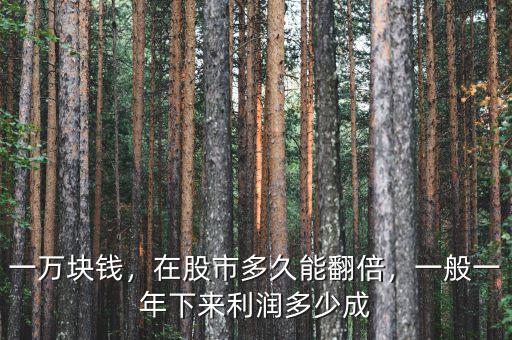 一萬塊錢，在股市多久能翻倍，一般一年下來利潤多少成