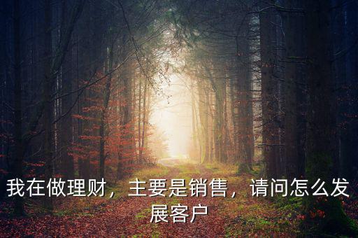我在做理財(cái)，主要是銷售，請(qǐng)問怎么發(fā)展客戶