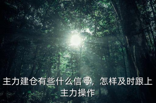 主力建倉(cāng)有些什么信號(hào)，怎樣及時(shí)跟上主力操作