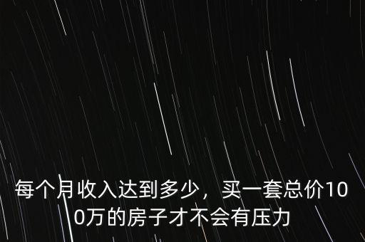 每個月收入達到多少，買一套總價100萬的房子才不會有壓力