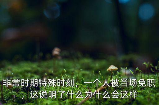 非常時期特殊時刻，一個人被當(dāng)場免職，這說明了什么為什么會這樣