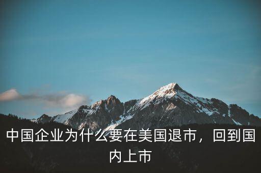 中國企業(yè)為什么要在美國退市，回到國內(nèi)上市