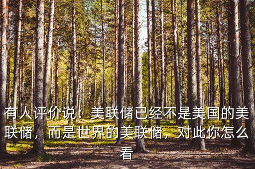 有人評價(jià)說：美聯(lián)儲(chǔ)已經(jīng)不是美國的美聯(lián)儲(chǔ)，而是世界的美聯(lián)儲(chǔ)，對此你怎么看