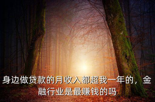 身邊做貸款的月收入都超我一年的，金融行業(yè)是最賺錢的嗎