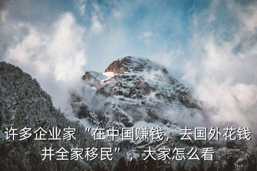 許多企業(yè)家“在中國賺錢，去國外花錢并全家移民”，大家怎么看