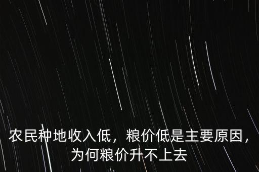 農(nóng)民種地收入低，糧價低是主要原因，為何糧價升不上去