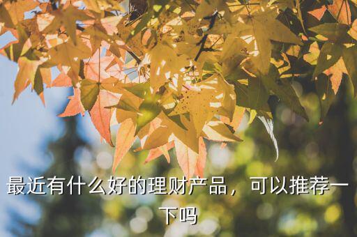 最近有什么好的理財(cái)產(chǎn)品，可以推薦一下嗎