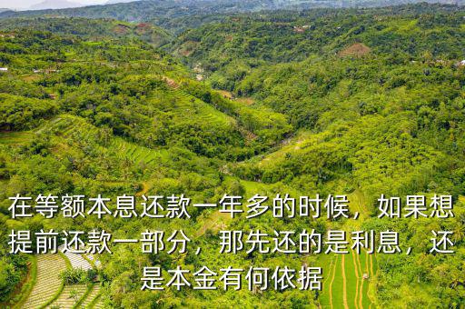 在等額本息還款一年多的時候，如果想提前還款一部分，那先還的是利息，還是本金有何依據(jù)