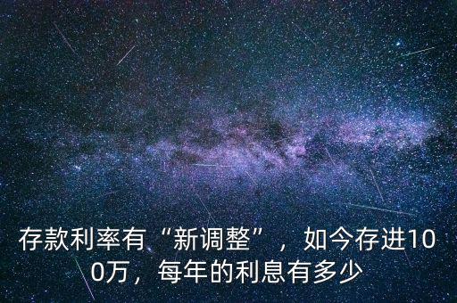 存款利率有“新調整”，如今存進100萬，每年的利息有多少