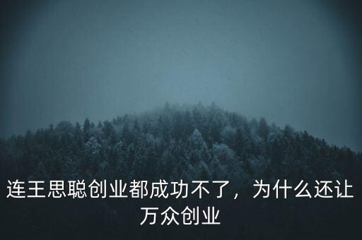 連王思聰創(chuàng)業(yè)都成功不了，為什么還讓萬眾創(chuàng)業(yè)
