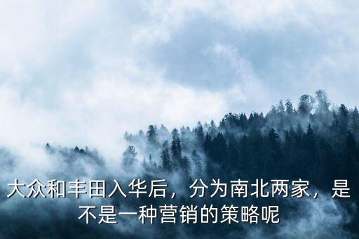 大眾和豐田入華后，分為南北兩家，是不是一種營銷的策略呢