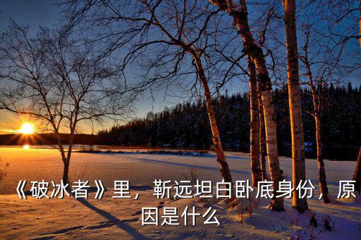 《破冰者》里，靳遠坦白臥底身份，原因是什么
