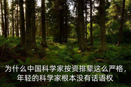 為什么中國(guó)科學(xué)家按資排輩這么嚴(yán)格，年輕的科學(xué)家根本沒有話語(yǔ)權(quán)