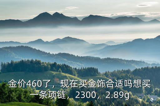 金價460了，現(xiàn)在買金飾合適嗎想買一條項鏈，2300，2.89g
