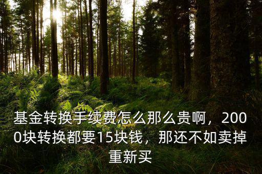 基金轉(zhuǎn)換手續(xù)費(fèi)怎么那么貴啊，2000塊轉(zhuǎn)換都要15塊錢，那還不如賣掉重新買