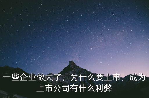 一些企業(yè)做大了，為什么要上市，成為上市公司有什么利弊