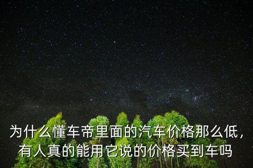 為什么懂車帝里面的汽車價格那么低，有人真的能用它說的價格買到車嗎