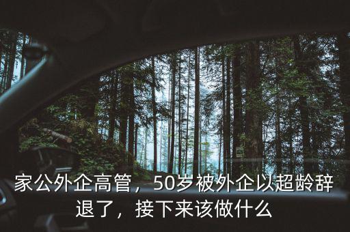 家公外企高管，50歲被外企以超齡辭退了，接下來該做什么