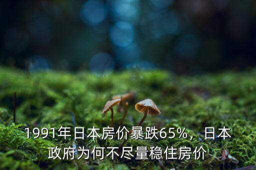 1991年日本房價(jià)暴跌65%，日本政府為何不盡量穩(wěn)住房價(jià)