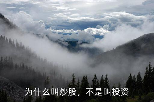 為什么叫炒股，不是叫投資