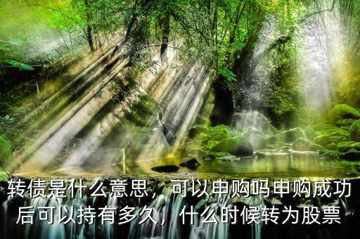 轉(zhuǎn)債是什么意思，可以申購嗎申購成功后可以持有多久，什么時(shí)候轉(zhuǎn)為股票