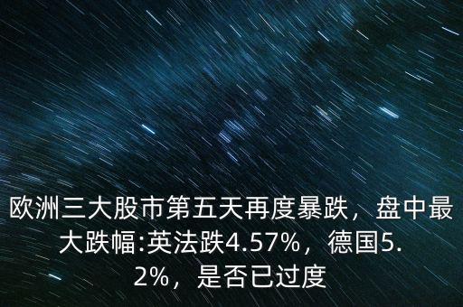 歐洲三大股市第五天再度暴跌，盤(pán)中最大跌幅:英法跌4.57%，德國(guó)5.2%，是否已過(guò)度