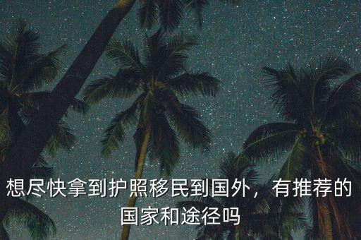 想盡快拿到護照移民到國外，有推薦的國家和途徑嗎