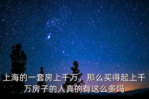 上海的一套房上千萬(wàn)，那么買得起上千萬(wàn)房子的人真的有這么多嗎