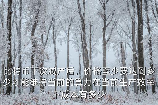 比特幣下次減產(chǎn)后，價格至少要達到多少才能維持當前的算力在當前生產(chǎn)效率下成本有多少
