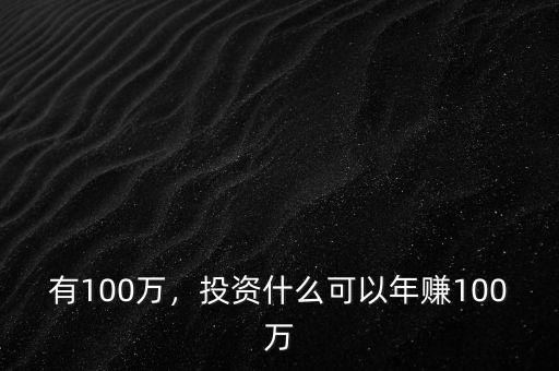 有100萬，投資什么可以年賺100萬