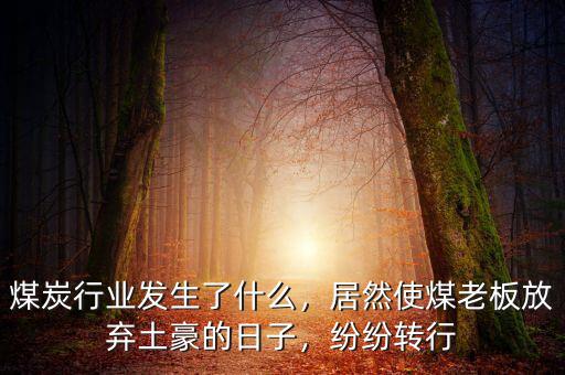 煤炭行業(yè)發(fā)生了什么，居然使煤老板放棄土豪的日子，紛紛轉(zhuǎn)行
