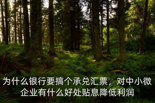 為什么銀行要搞個承兌匯票，對中小微企業(yè)有什么好處貼息降低利潤