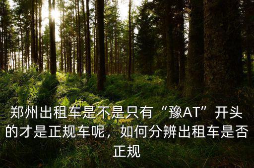 鄭州出租車是不是只有“豫AT”開頭的才是正規(guī)車呢，如何分辨出租車是否正規(guī)