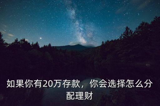 如果你有20萬存款，你會選擇怎么分配理財