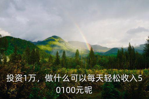 投資1萬，做什么可以每天輕松收入50100元呢