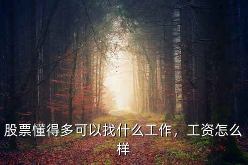 股票懂得多可以找什么工作，工資怎么樣