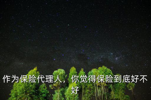 作為保險(xiǎn)代理人，你覺得保險(xiǎn)到底好不好