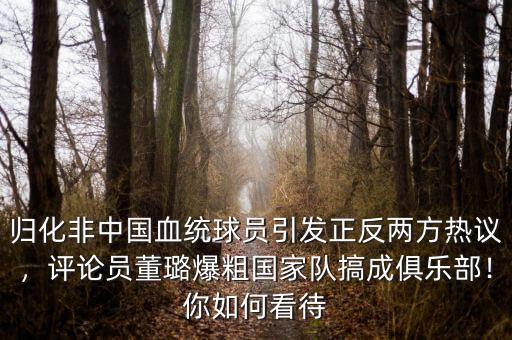 歸化非中國(guó)血統(tǒng)球員引發(fā)正反兩方熱議，評(píng)論員董璐爆粗國(guó)家隊(duì)搞成俱樂(lè)部！你如何看待