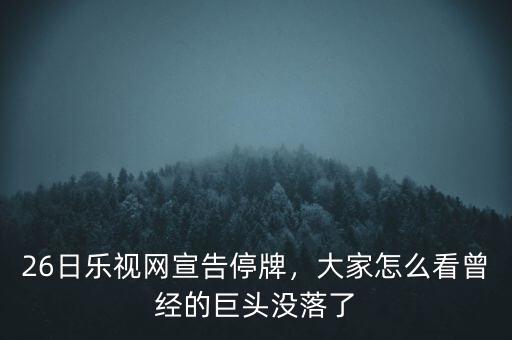 26日樂(lè)視網(wǎng)宣告停牌，大家怎么看曾經(jīng)的巨頭沒(méi)落了