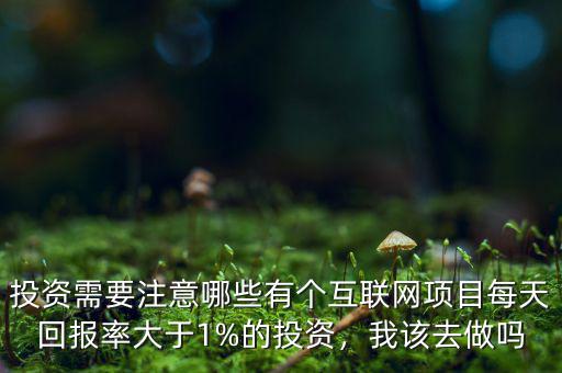 投資需要注意哪些有個互聯(lián)網(wǎng)項目每天回報率大于1%的投資，我該去做嗎