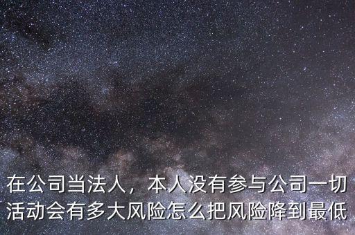在公司當法人，本人沒有參與公司一切活動會有多大風險怎么把風險降到最低