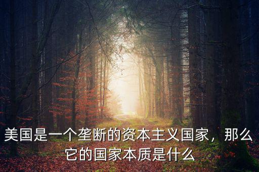 美國是一個壟斷的資本主義國家，那么它的國家本質是什么