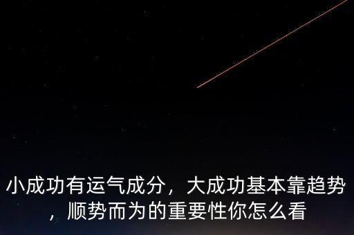 小成功有運氣成分，大成功基本靠趨勢，順勢而為的重要性你怎么看