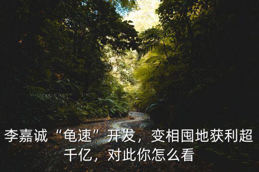 李嘉誠“龜速”開發(fā)，變相囤地獲利超千億，對(duì)此你怎么看