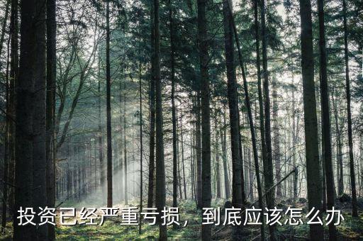 投資已經(jīng)嚴(yán)重虧損，到底應(yīng)該怎么辦