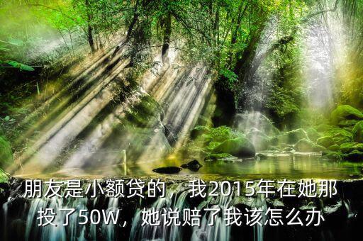 朋友是小額貸的，我2015年在她那投了50W，她說賠了我該怎么辦