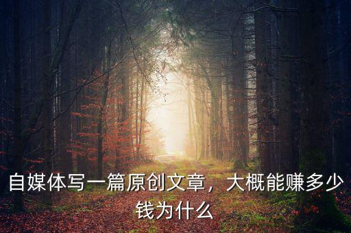 自媒體寫一篇原創(chuàng)文章，大概能賺多少錢為什么