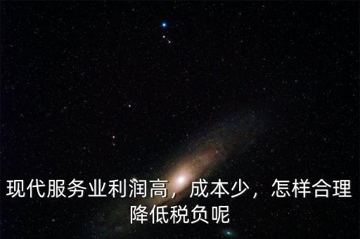 現(xiàn)代服務(wù)業(yè)利潤高，成本少，怎樣合理降低稅負(fù)呢