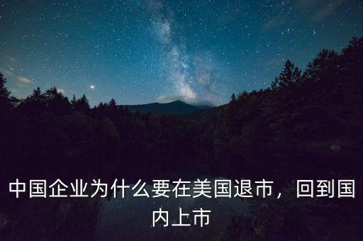 中國(guó)企業(yè)為什么要在美國(guó)退市，回到國(guó)內(nèi)上市